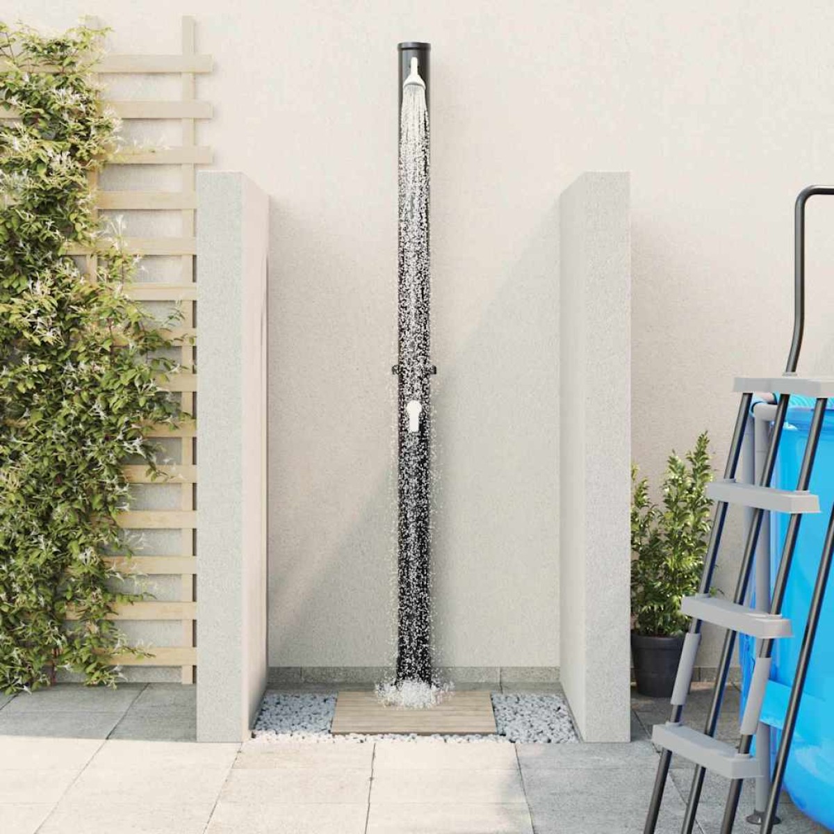 vidaXL Υπαίθρια ηλιακή ντουζιέρα 20 l PVC και Αλουμίνιο Μαύρο