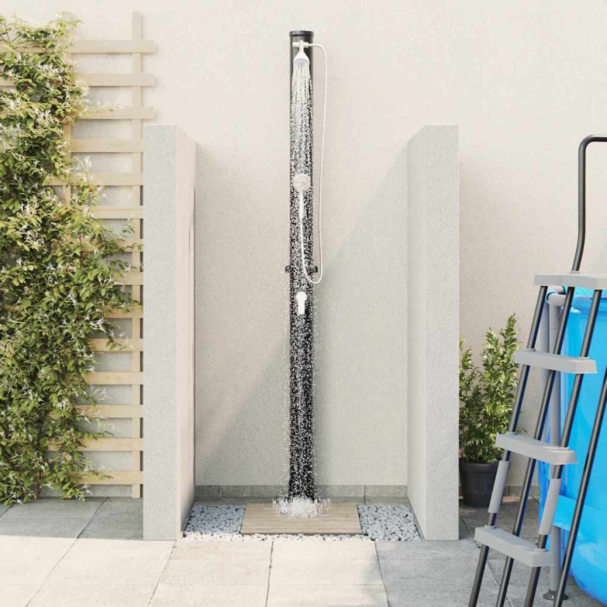 vidaXL Υπαίθρια ηλιακή ντουζιέρα 20 l PVC και Αλουμίνιο Μαύρο
