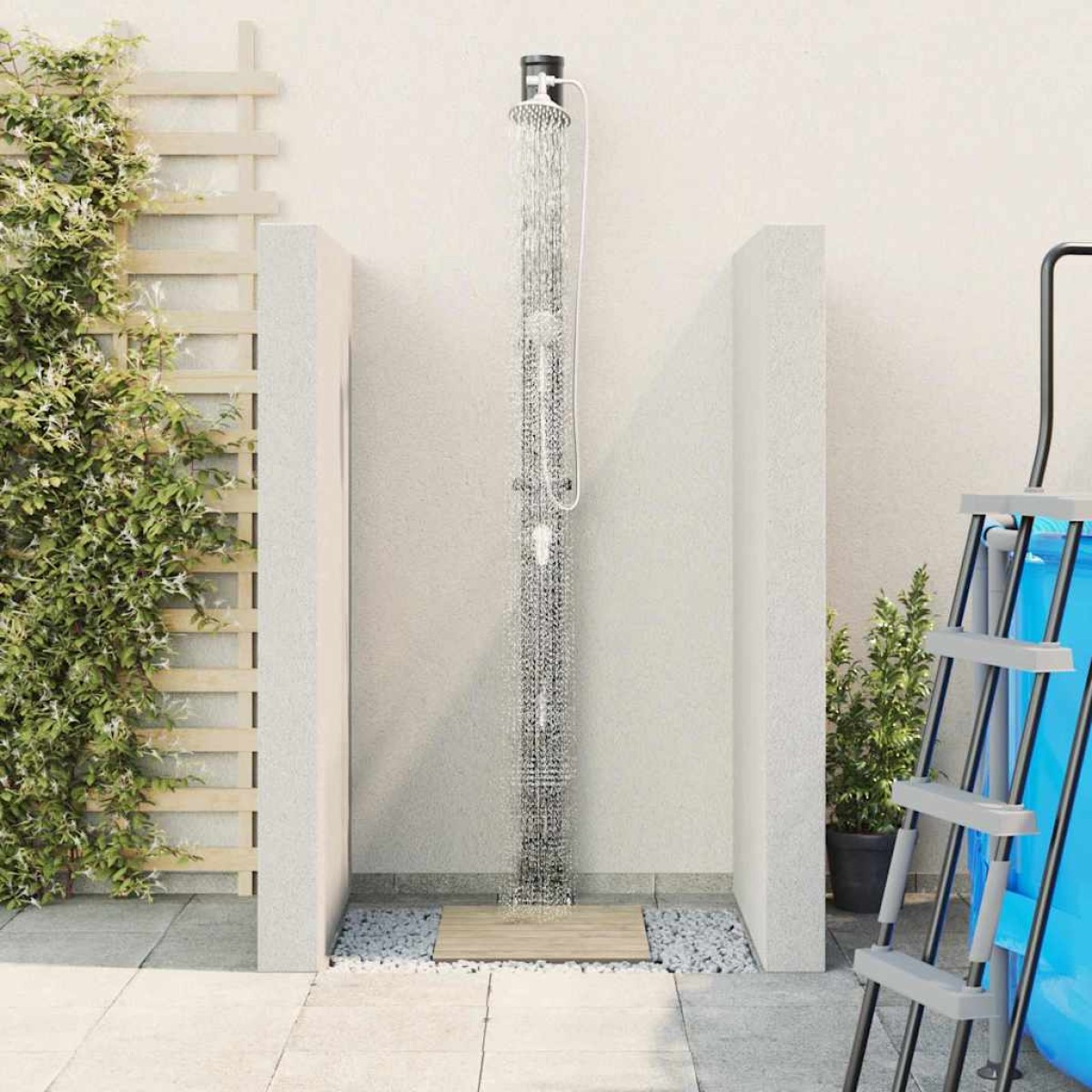 vidaXL Υπαίθρια ηλιακή ντουζιέρα 20 l PVC και Αλουμίνιο Μαύρο