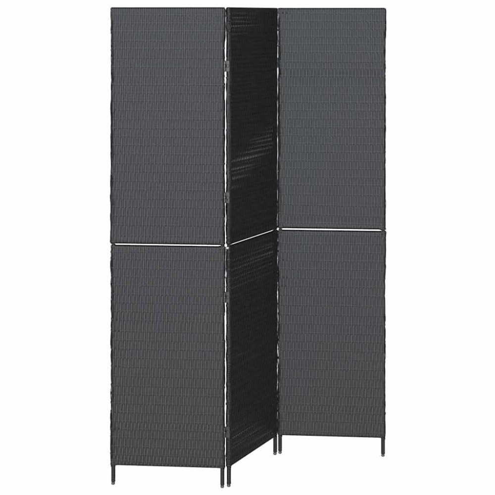 vidaXL Διαχωριστικό Δωματίου Μαύρο 146 x 180 εκ. συνθετικό ρατάν