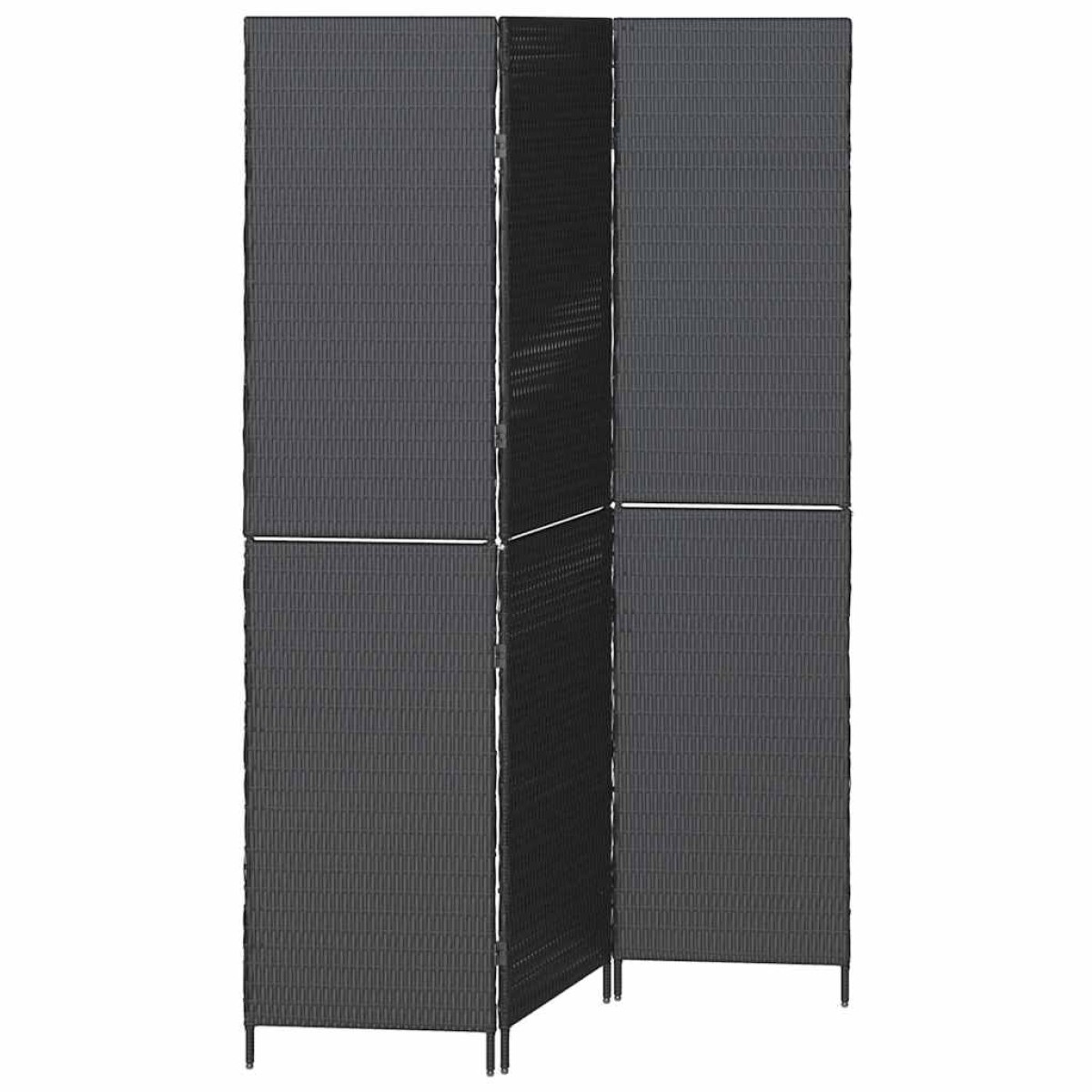 vidaXL Διαχωριστικό Δωματίου Μαύρο 146 x 180 εκ. συνθετικό ρατάν