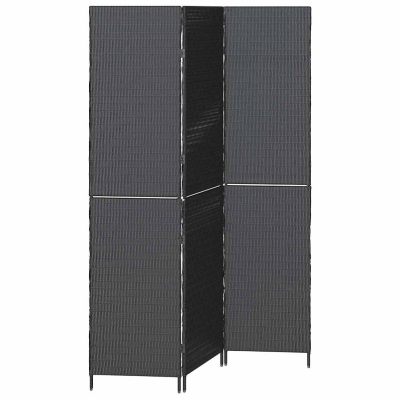 vidaXL Διαχωριστικό Δωματίου Μαύρο 146 x 180 εκ. συνθετικό ρατάν