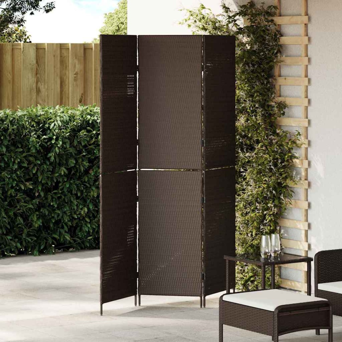 vidaXL Διαχωριστικό Δωματίου Καφέ 146 x 180 εκ. συνθετικό ρατάν