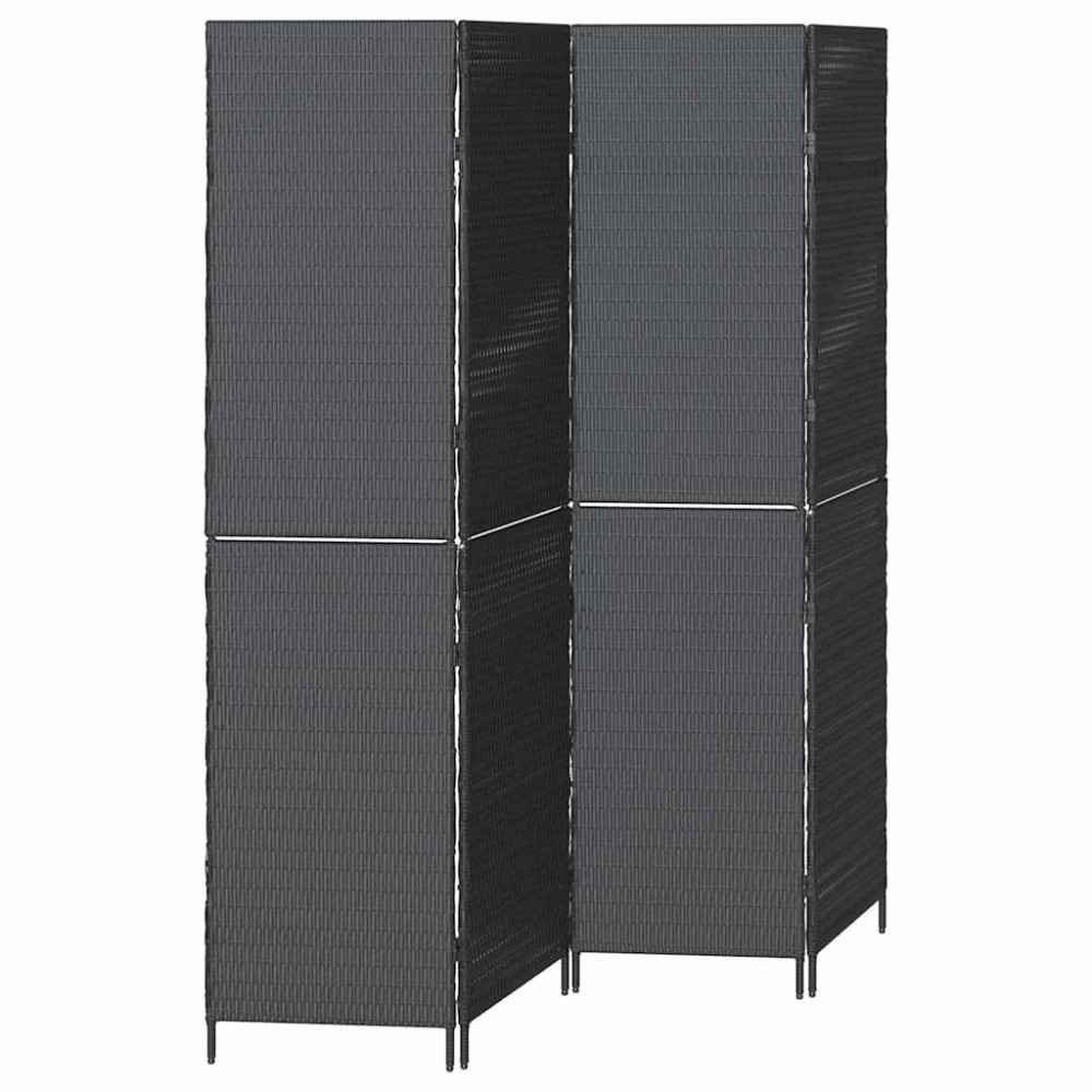 vidaXL Διαχωριστικό Δωματίου Μαύρο 195 x 180 εκ. συνθετικό ρατάν