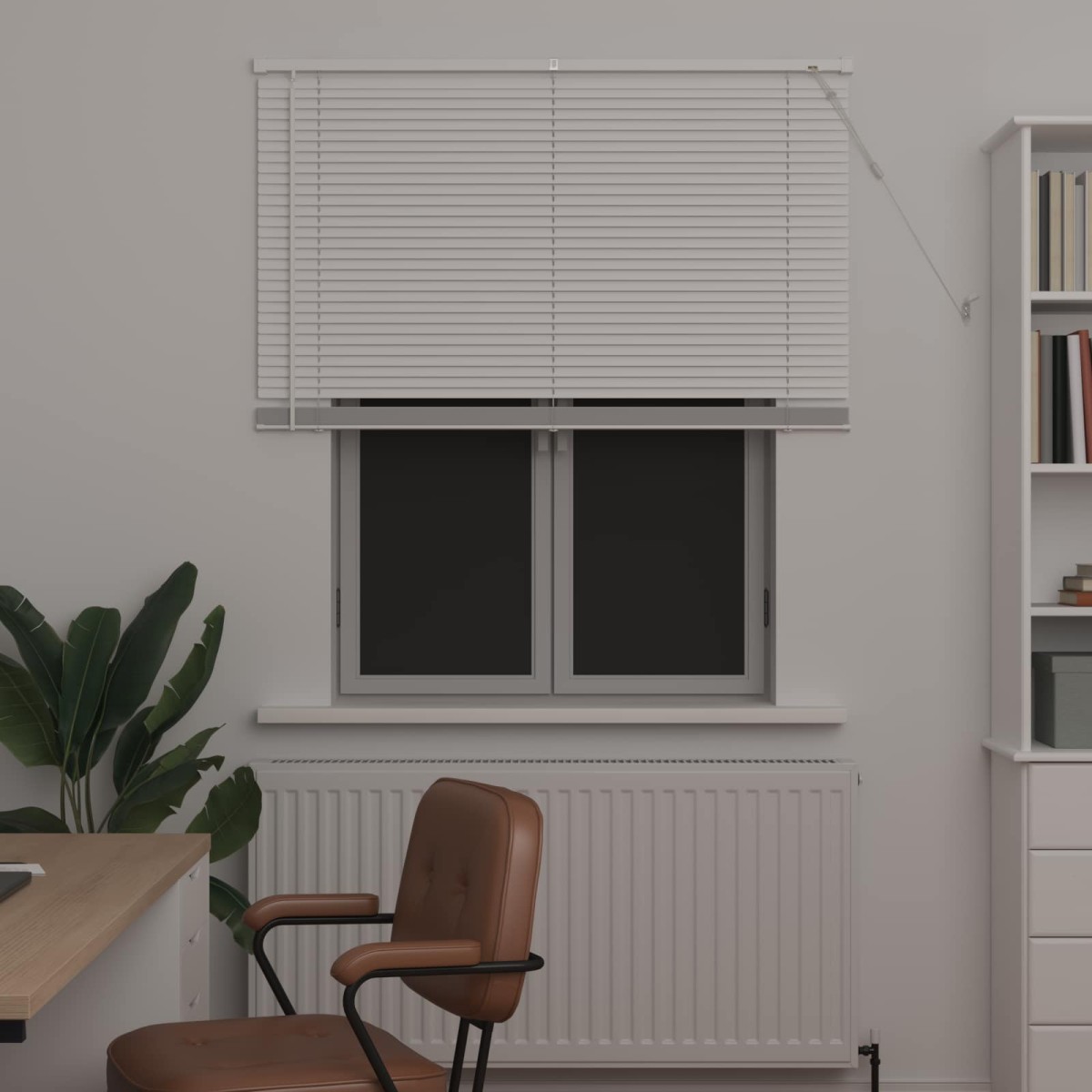 vidaXL Βενετσιάνικη Σκίαση Λευκός 150 x 120 cm 25 mm PVC