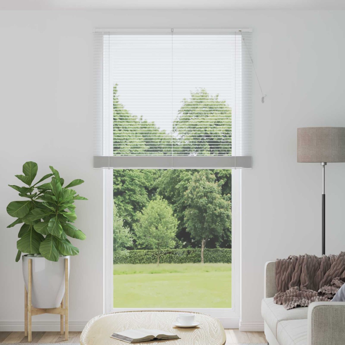 vidaXL Βενετσιάνικη Σκίαση Λευκός 213 x 110 εκ 25 mm PVC