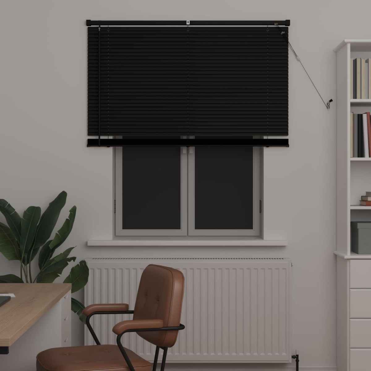 vidaXL Βενετσιάνικη Σκίαση Μαύρο 150 x 110 εκ 25 mm PVC