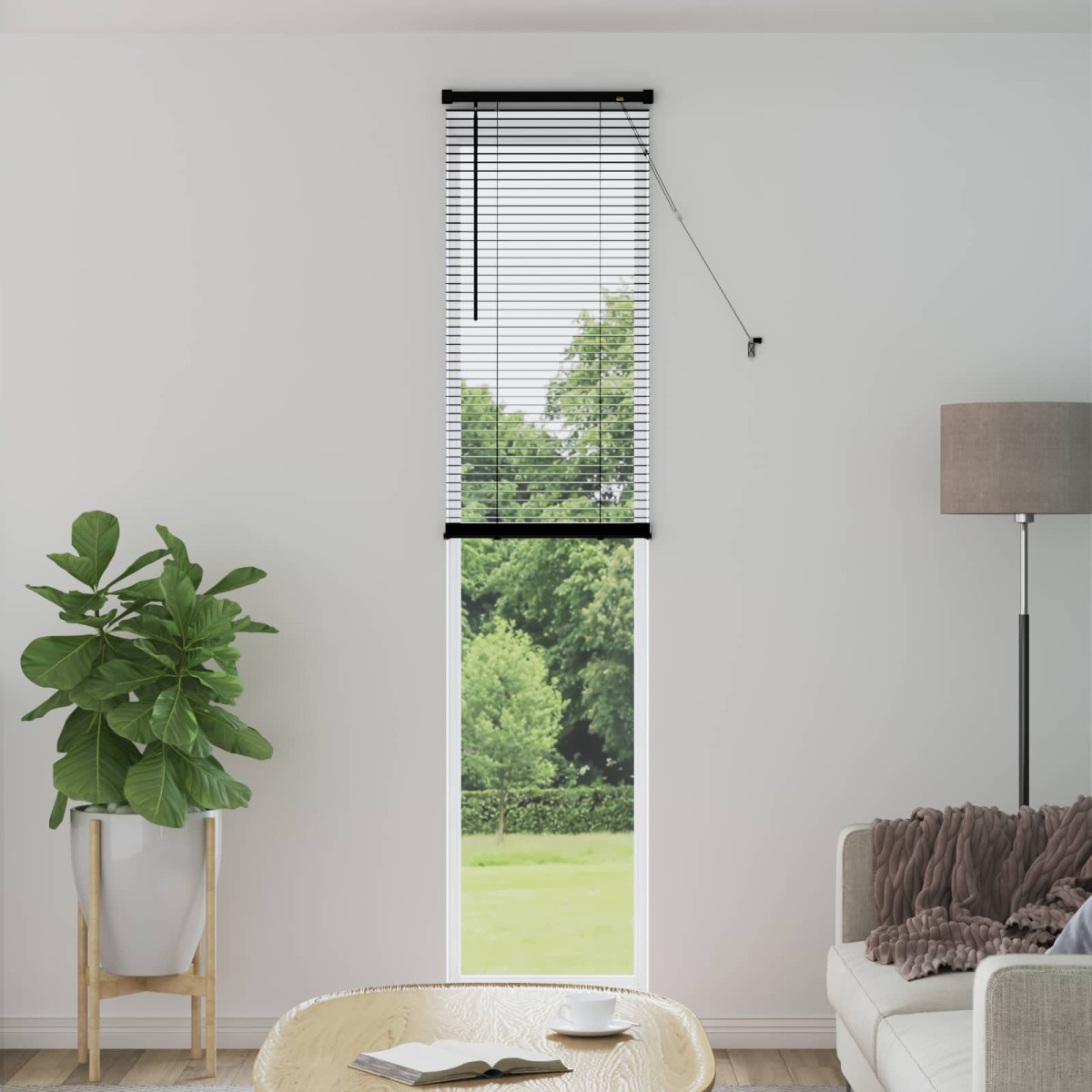 vidaXL Βενετσιάνικη Σκίαση Μαύρο 213 x 50 εκ 25 mm PVC