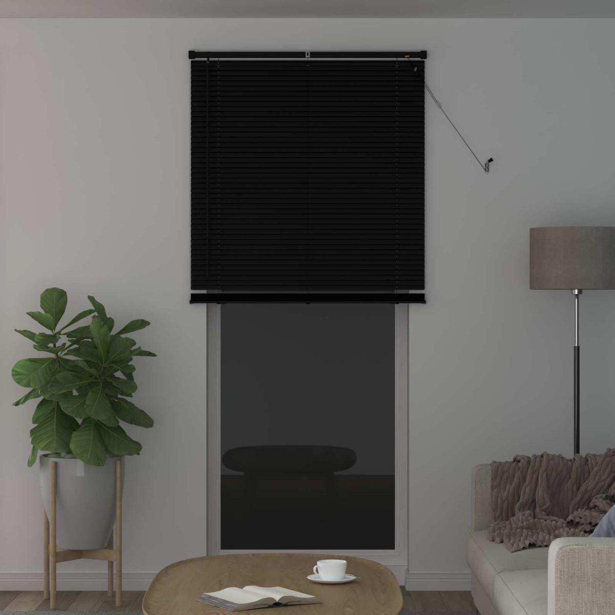 vidaXL Βενετσιάνικη Σκίαση Μαύρο 213 x 80 εκ 25 mm PVC