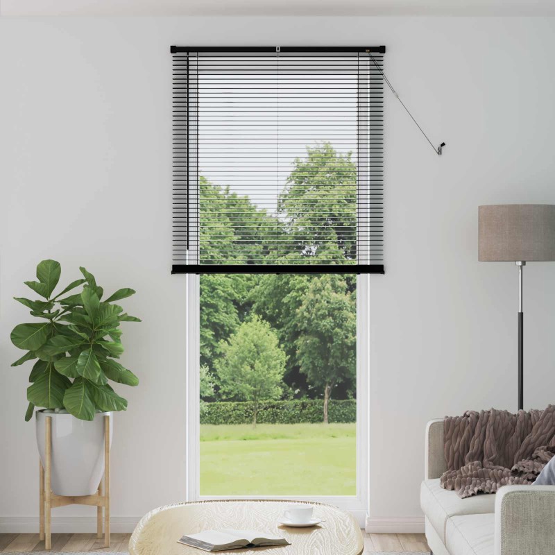 vidaXL Βενετσιάνικη Σκίαση Μαύρο 213 x 80 εκ 25 mm PVC