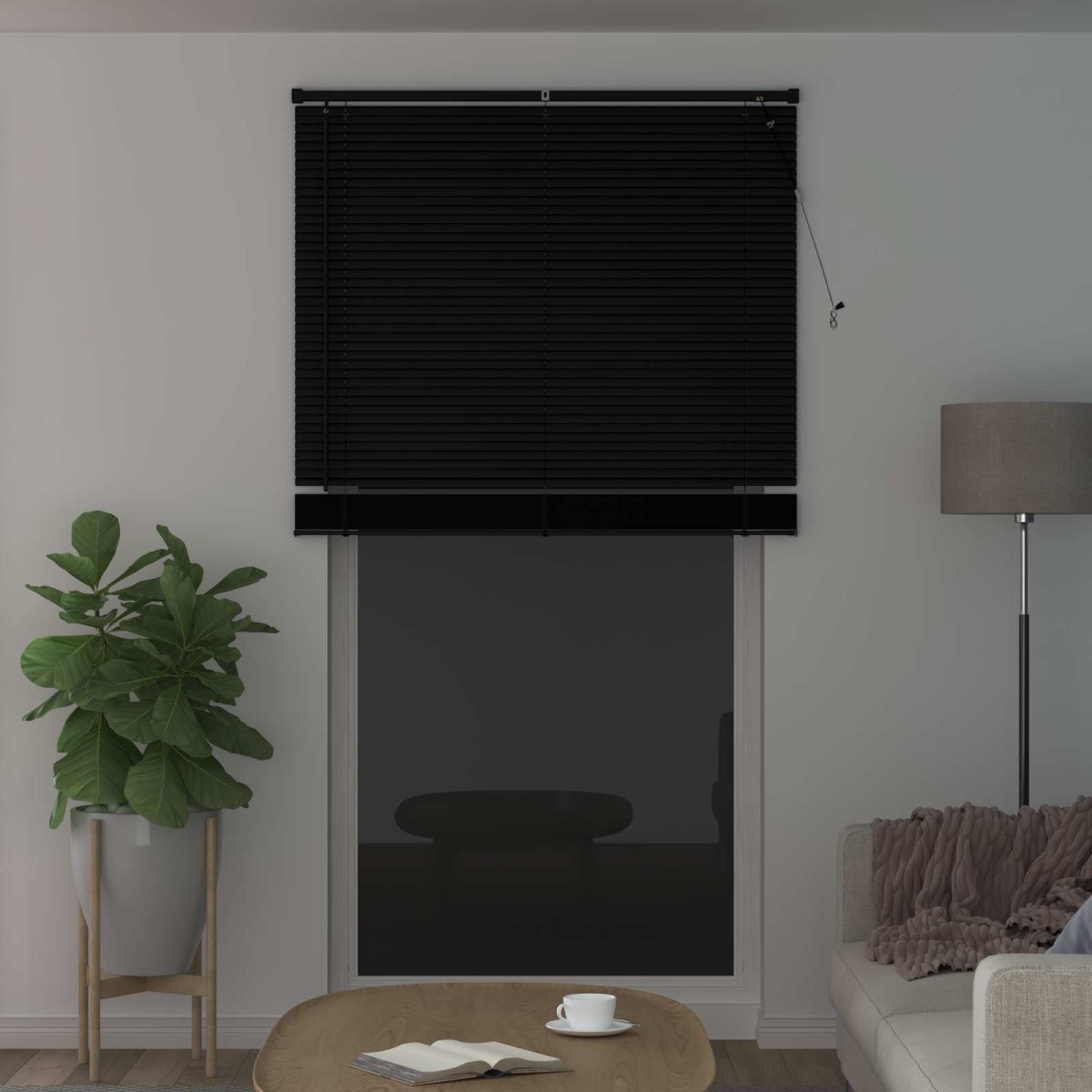 vidaXL Βενετσιάνικη Σκίαση Μαύρο 213 x 110 εκ 25 mm PVC