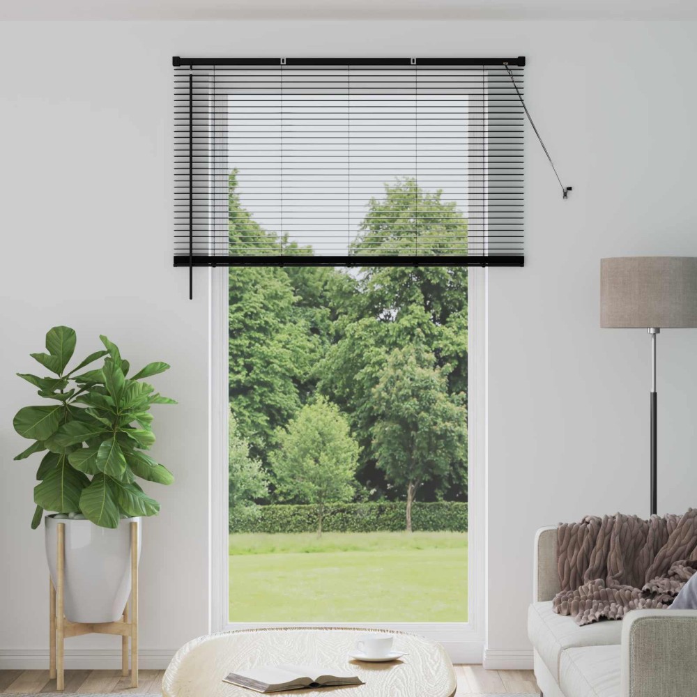 vidaXL Βενετσιάνικη Σκίαση Μαύρο 213 x 140 εκ 25 mm PVC