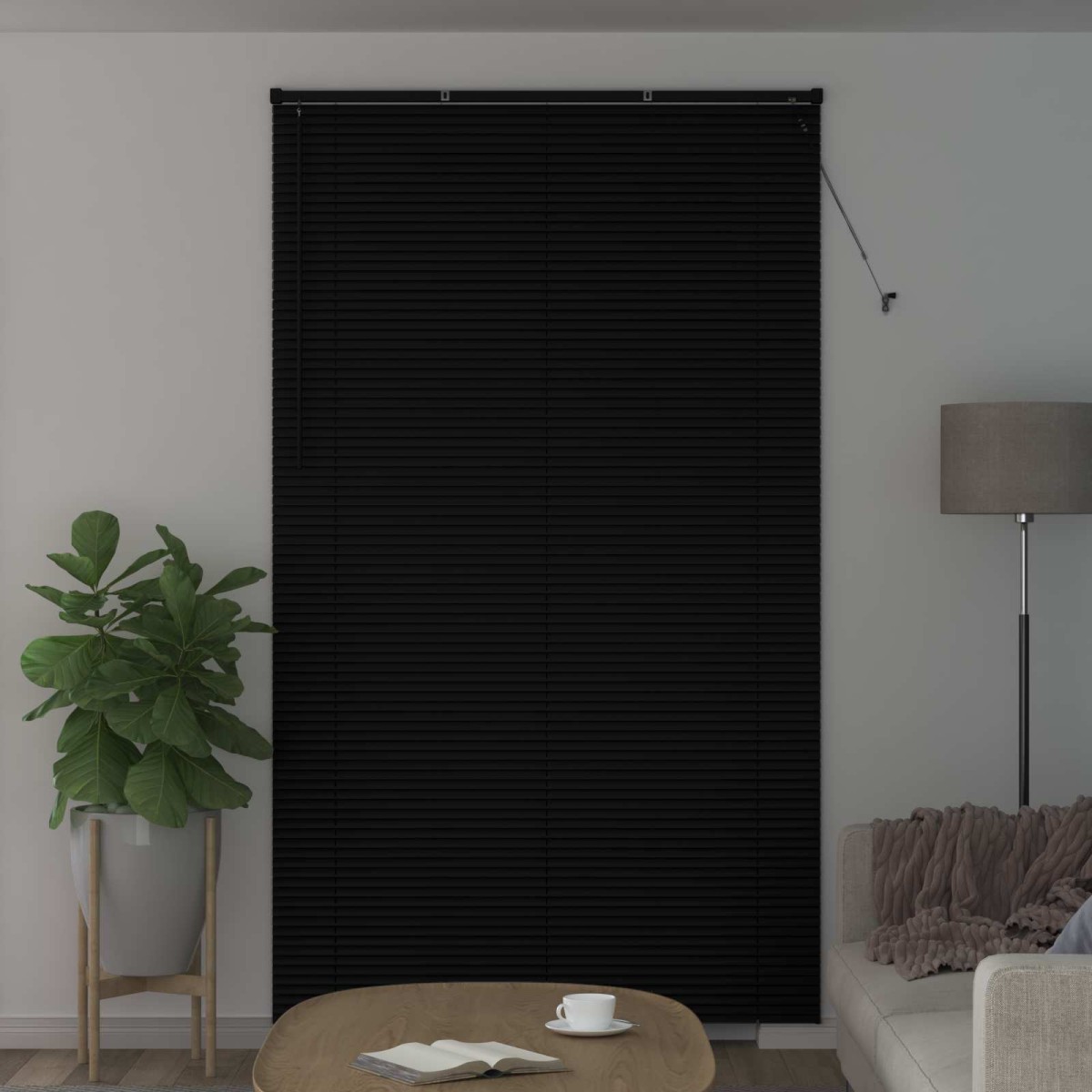 vidaXL Βενετσιάνικη Σκίαση Μαύρο 213 x 160 εκ 25 mm PVC