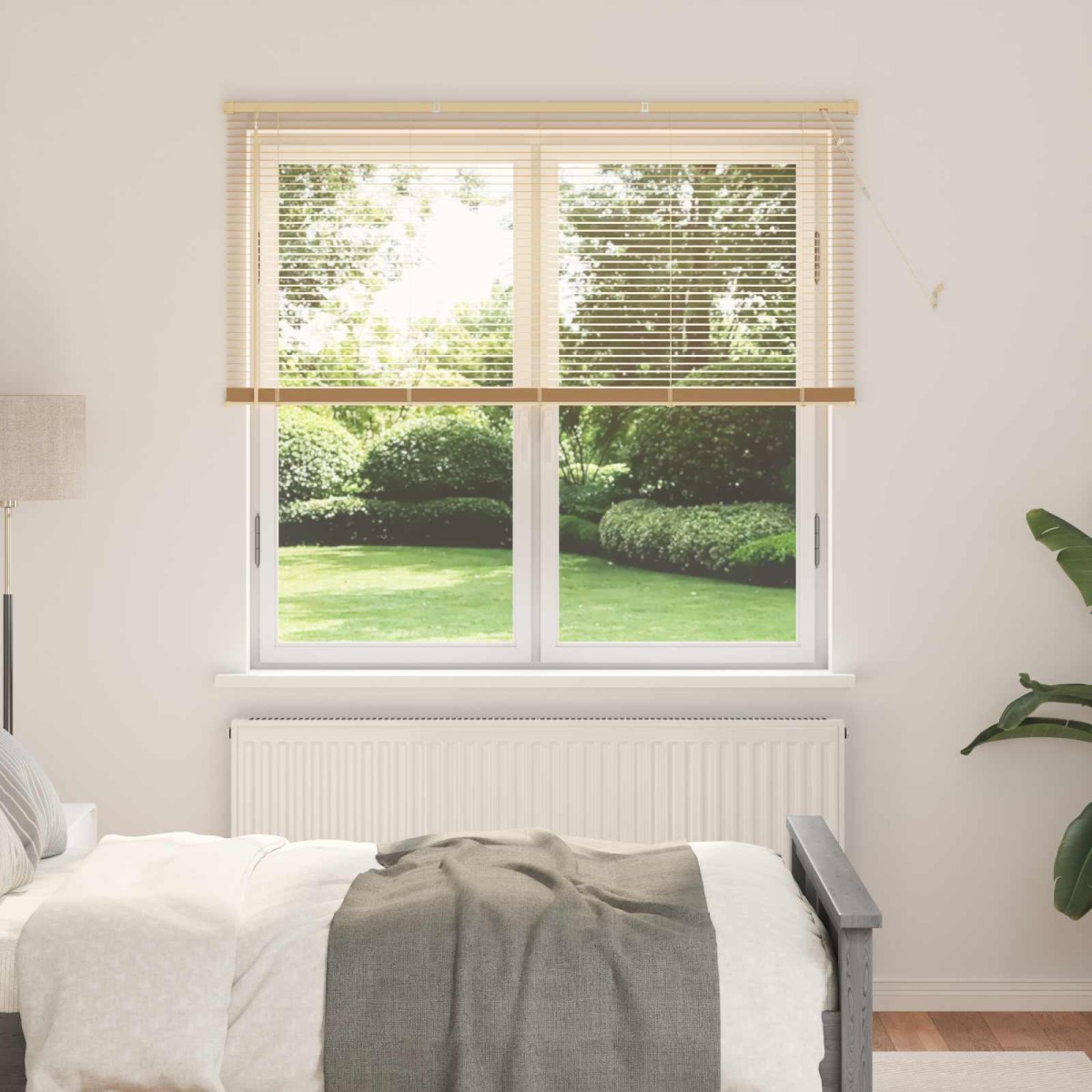 vidaXL Βενετσιάνικη Σκίαση Ανοιχτό Καφέ με Σχέδιο 150 x 160 cm 25 mm