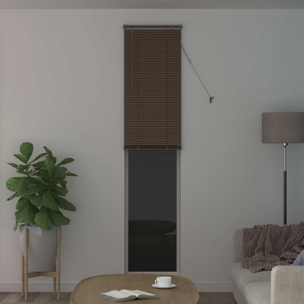 vidaXL Βενετσιάνικη Σκίαση Σκούρο Καφέ με Σχέδιο 213 x 40 εκ 25 mm PVC
