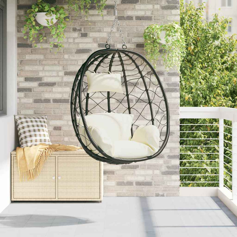 vidaXL Κρεμαστή καρέκλα αυγό συνθετικό ρατάν 91 x 54.5 x 107 cm