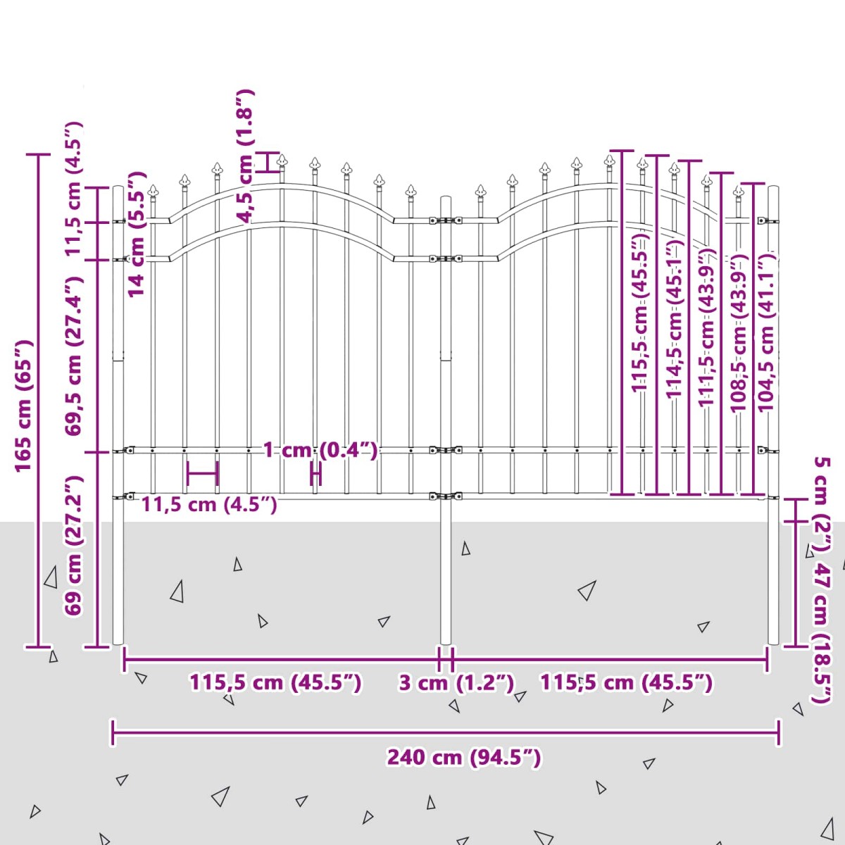 vidaXL Φράχτης Κήπου WOERDEN 240 x 165 εκ. Ατσάλι με Επικάλυψη Πούδρας