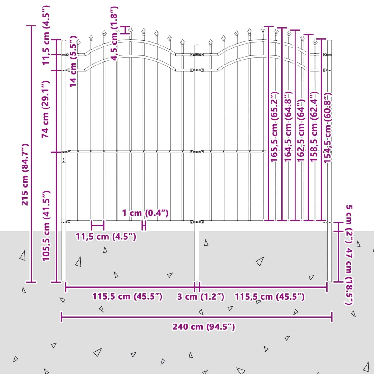 vidaXL Φράχτης Κήπου WOERDEN 240 x 215 cm Ατσάλι με Επικάλυψη Πούδρας