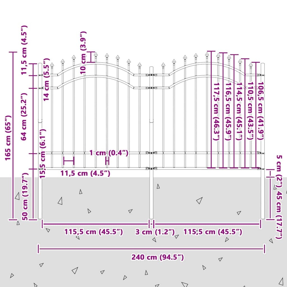 vidaXL Φράχτης Κήπου WOERDEN 240 x 165 εκ. Ατσάλι με Επικάλυψη Πούδρας