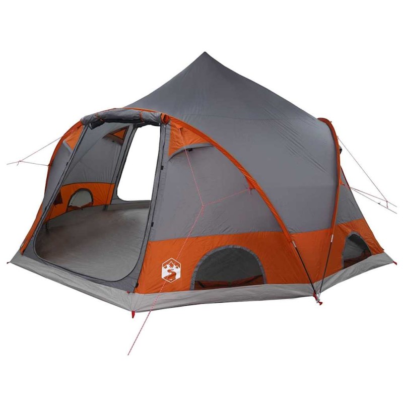 vidaXL Σκηνή Dome 4 Ατόμων Γκρι και Πορτοκαλί 505 x 450 x 248 εκ.