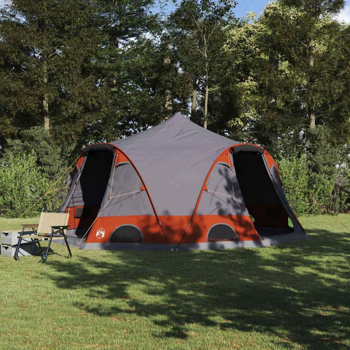 vidaXL Σκηνή Dome 4 Ατόμων Γκρι και Πορτοκαλί 505 x 450 x 248 εκ.