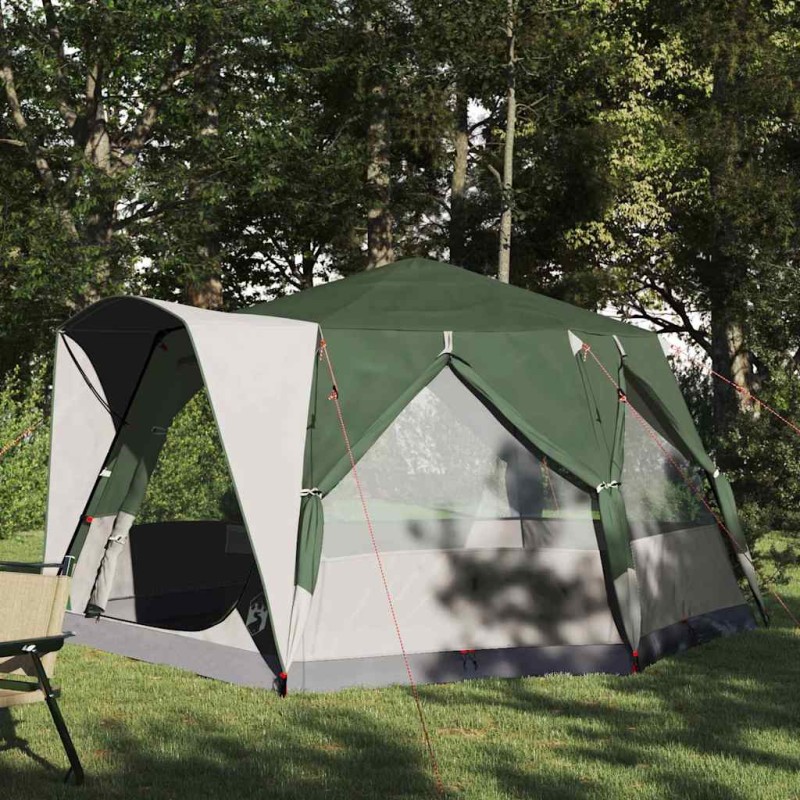 vidaXL Καμπίνα για 5 άτομα Πράσινο και Λευκό 333 x 317 x 194 εκ