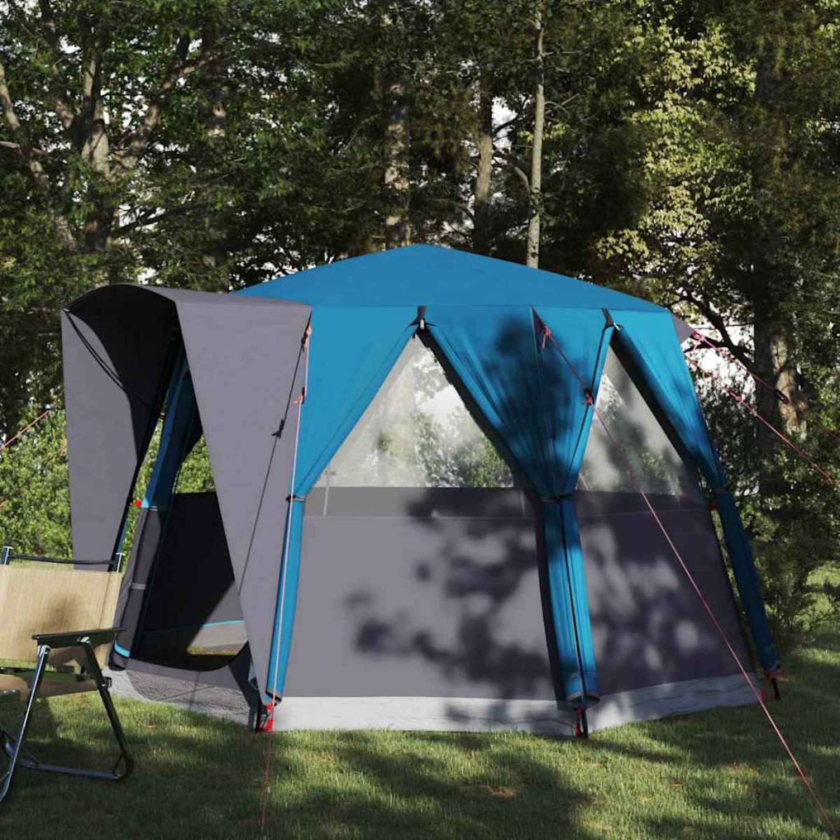 vidaXL Τέντα Καμπίνας 3 Ατόμων Μπλε και Γκρι 320 x 320 x 203 εκ