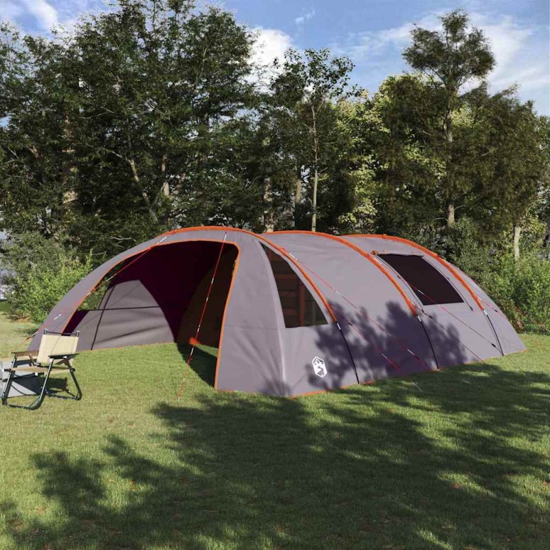 vidaXL Τέντα Τούνελ 6 Ατόμων Γκρι και Πορτοκαλί 700 x 590 x 215 εκ