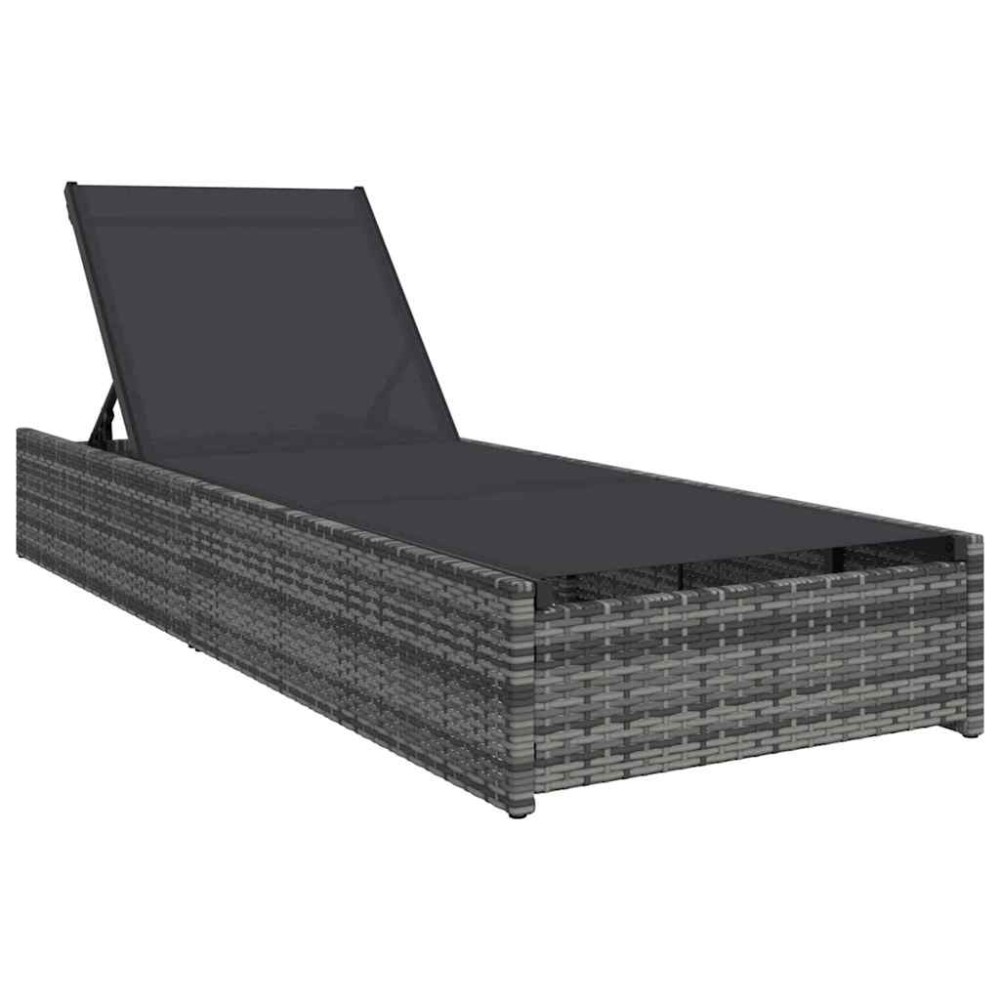 vidaXL Ξαπλώστρα Γκρι 200.5 x 70 x 75 εκ συνθετικό ρατάν