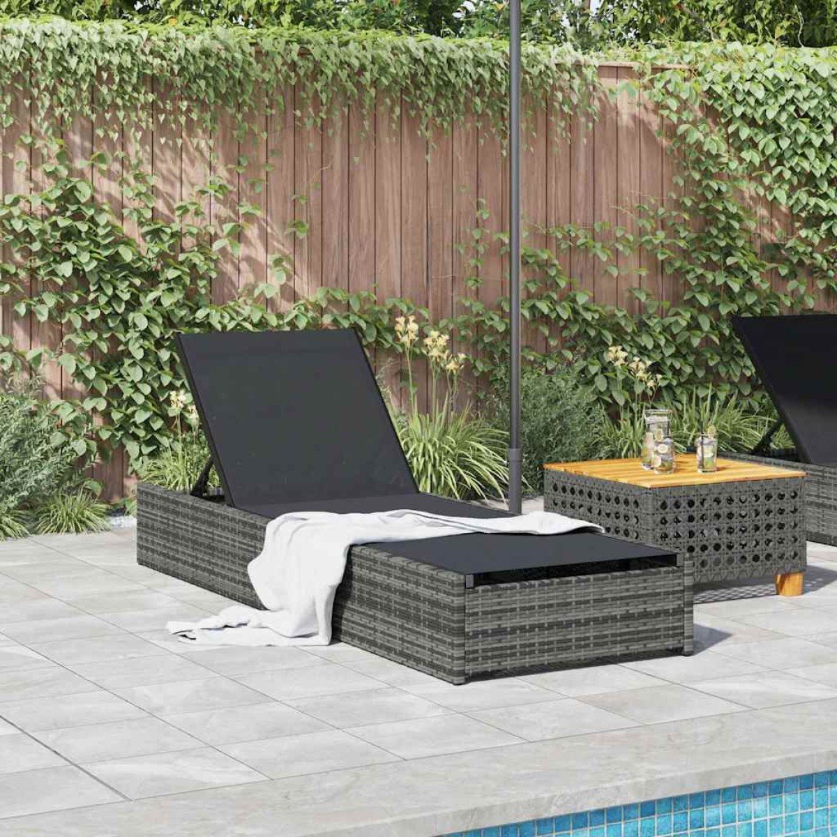 vidaXL Ξαπλώστρα Γκρι 200.5 x 70 x 75 εκ συνθετικό ρατάν