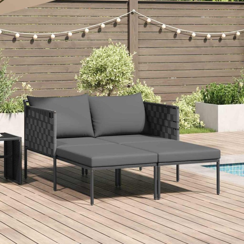 vidaXL Ήλιο-κρεβάτι Χάλυβας με επίστρωση πούδρας Ανθρακί