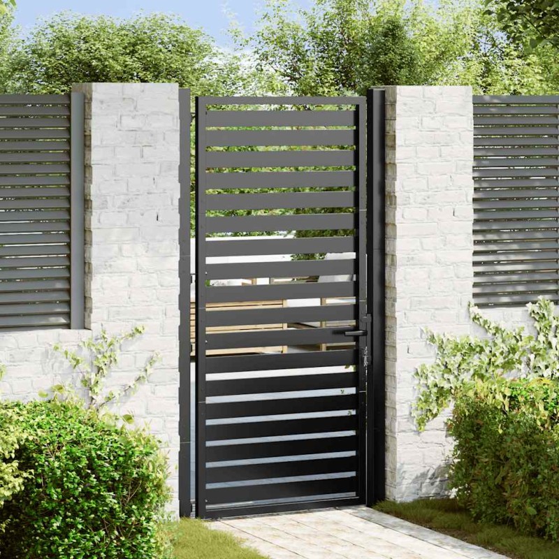 vidaXL Πόρτα Κήπου με Κλείδωμα Μαύρη 100x180 εκ. από Αλουμίνιο