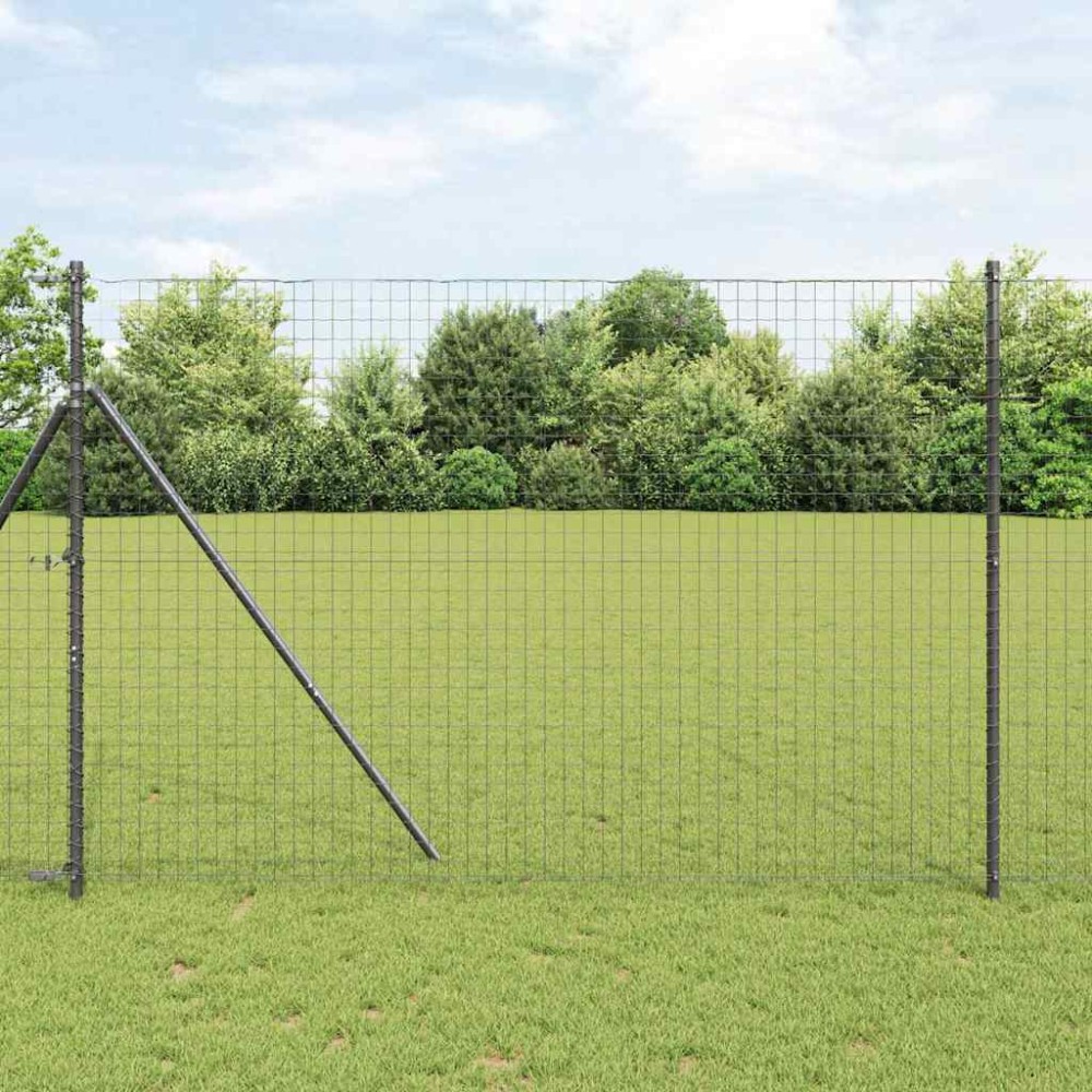 vidaXL Φράχτης Εuro 1,5 x 10 m Σίδηρος με επικάλυψη PVC Γκρι