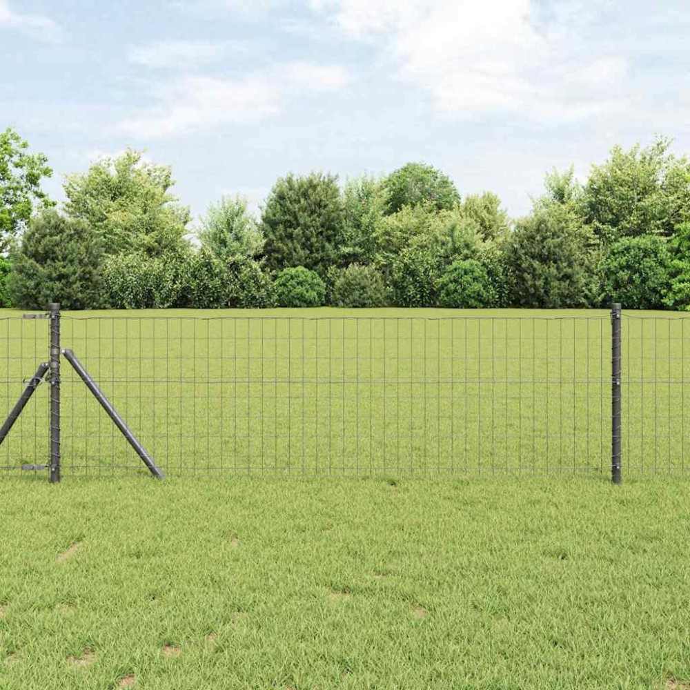 vidaXL Φράχτης Εuro 0,8 x 10 m Σίδηρος με επικάλυψη PVC Γκρι