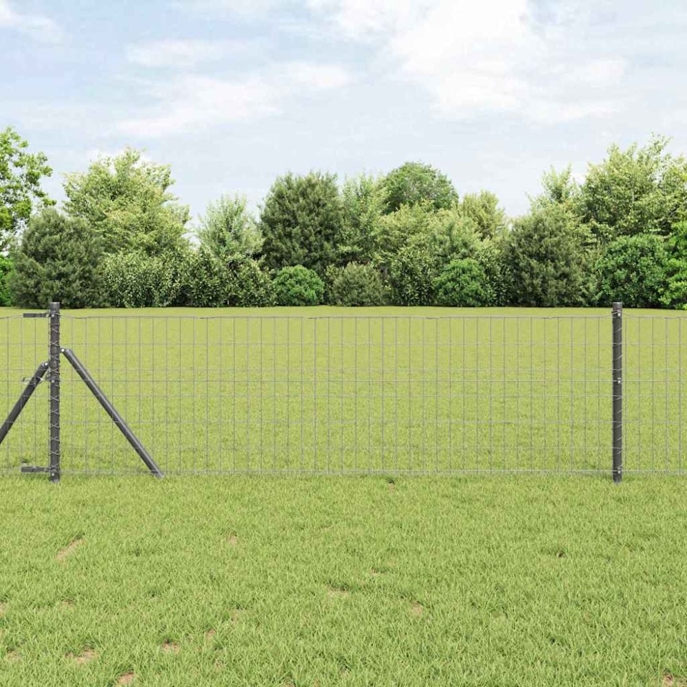 vidaXL Φράχτης Εuro 0,8 x 10 m Σίδηρος με επικάλυψη PVC Γκρι