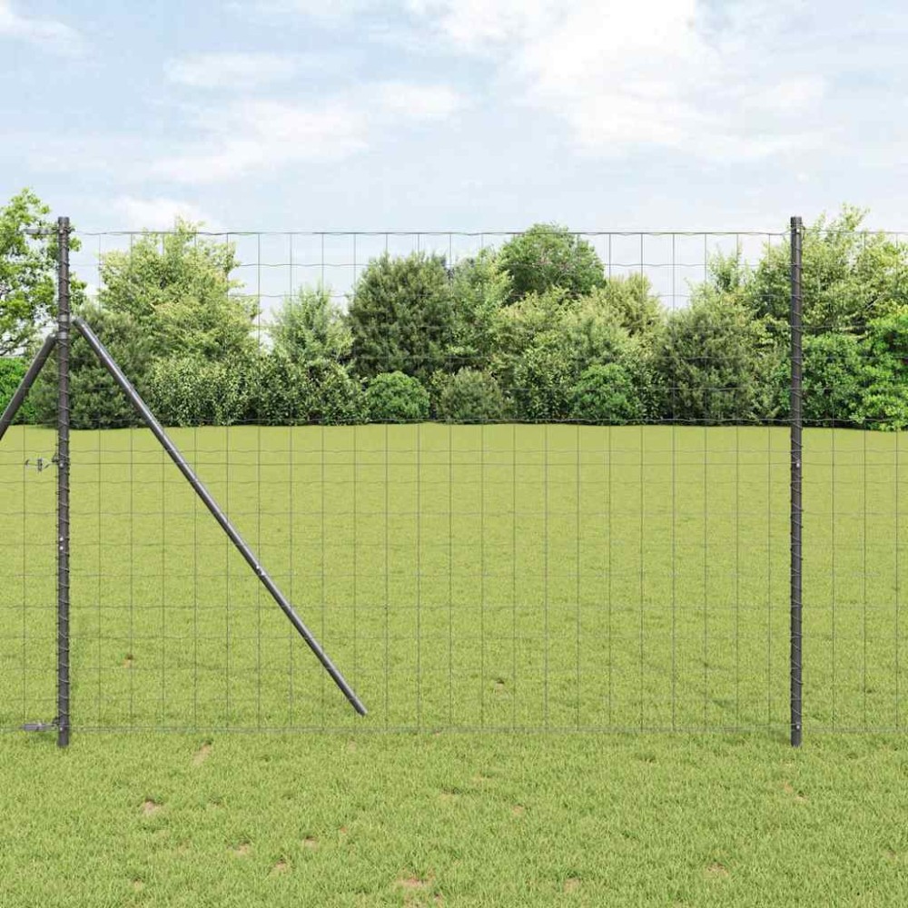 vidaXL Φράχτης Εuro 1,6 x 10 m Σίδηρος με επικάλυψη PVC Γκρι
