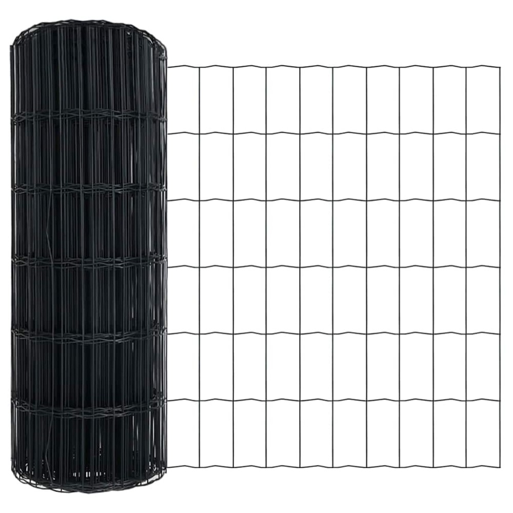 vidaXL Φράχτης Εuro 0,8 x 25 m Σίδηρος με επικάλυψη PVC Γκρι