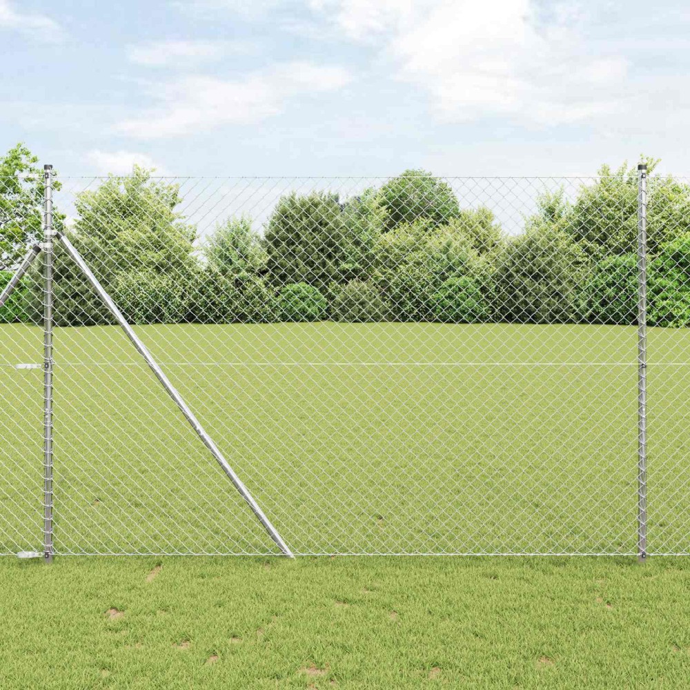 vidaXL Φράχτης αλυσίδας 10 x 1,5 m Γαλβανισμένος χάλυβας Ασημί