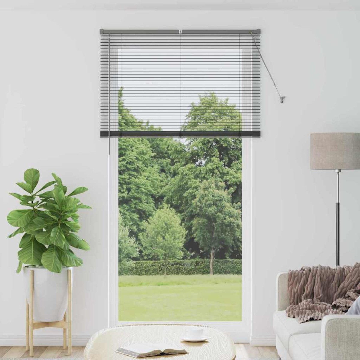 vidaXL Βενετσιάνικες Ρόδες Σκούρο Γκρι 220 x 110 cm Αλουμίνιο