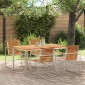 vidaXL Τραπεζαρία 150x90x75 cm Στερεό Τεϊκ Ξύλο και Ανοξείδωτο Ατσάλι
