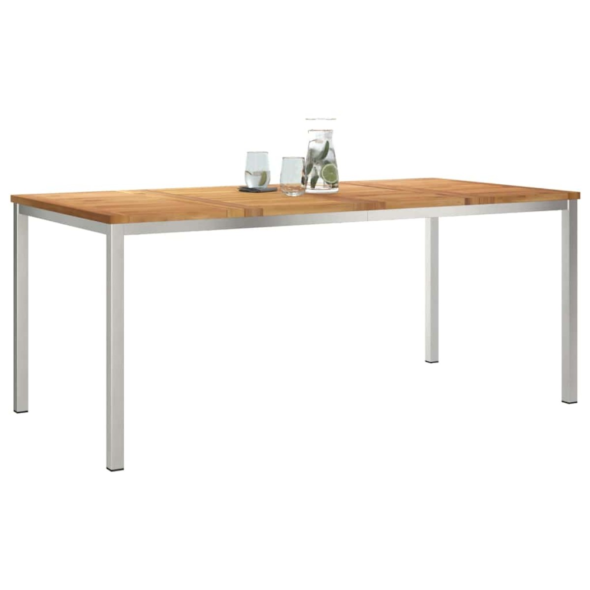 vidaXL Τραπεζαρία 180x90x75 εκ. Στερεό Τεϊκ Ξύλο και Ανοξείδωτο Ατσάλι