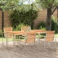 vidaXL Τραπεζαρία 180x90x75 εκ. Στερεό Τεϊκ Ξύλο και Ανοξείδωτο Ατσάλι