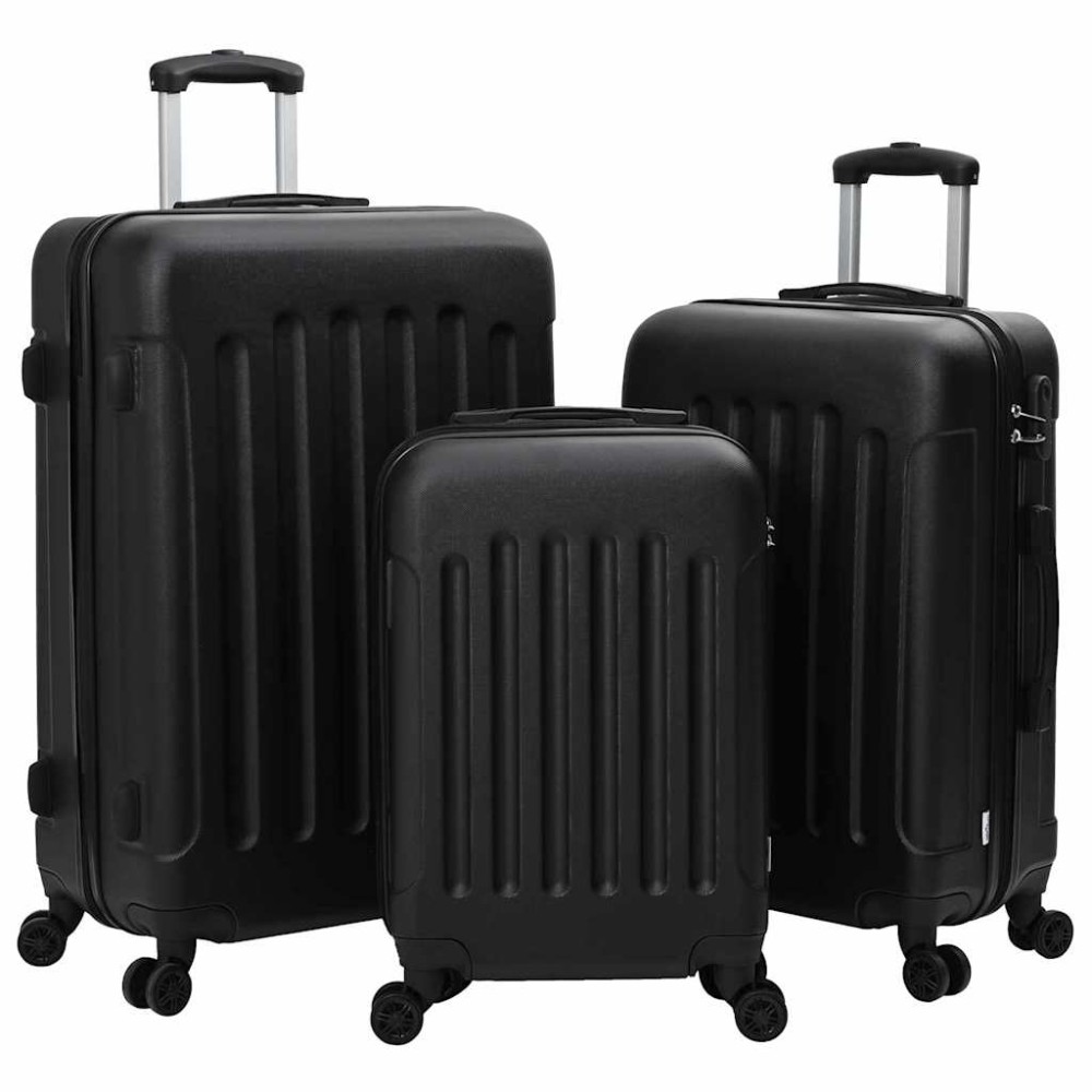 vidaXL Βαλίτσα με κλειδαριά 3 τμχ. Μαύρο 50 x 31 x 78 εκ ΑΒΣ Πλαστικό