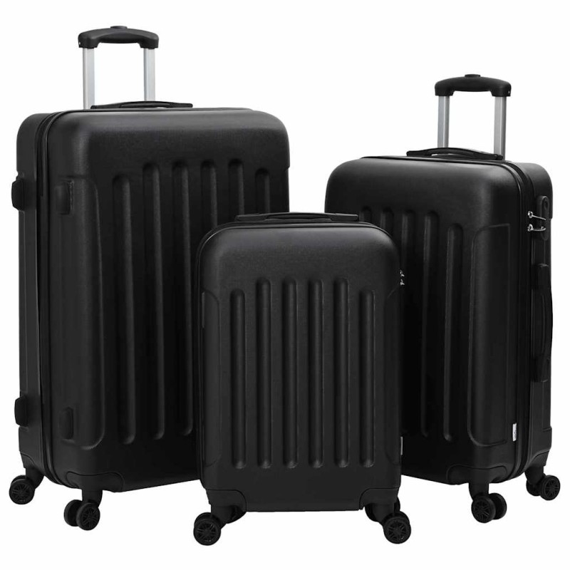 vidaXL Βαλίτσα με κλειδαριά 3 τμχ. Μαύρο 50 x 31 x 78 εκ ΑΒΣ Πλαστικό