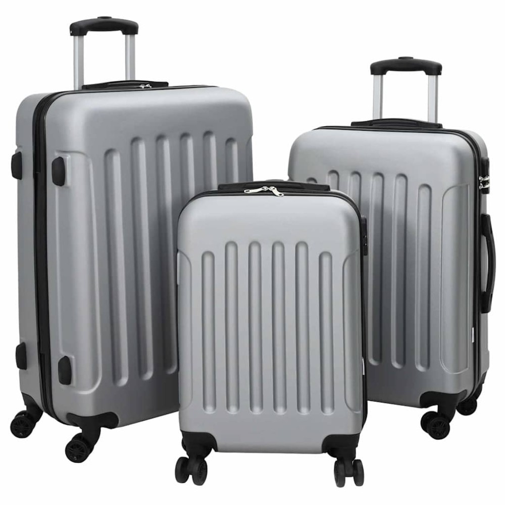 vidaXL Βαλίτσα με κλειδαριά 3 τμχ. Ασημί 50 x 31 x 78 εκ ΑΒΣ Πλαστικό