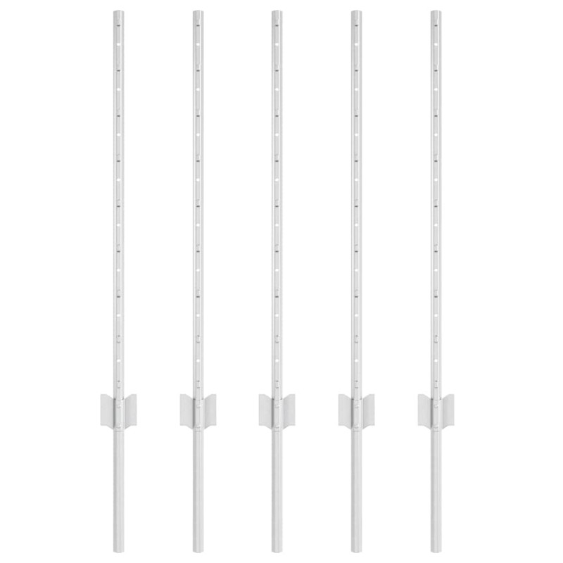vidaXL Ενσωματωμένος Πόλος Φράχτη 5 τεμ. Ασημί 120 cm