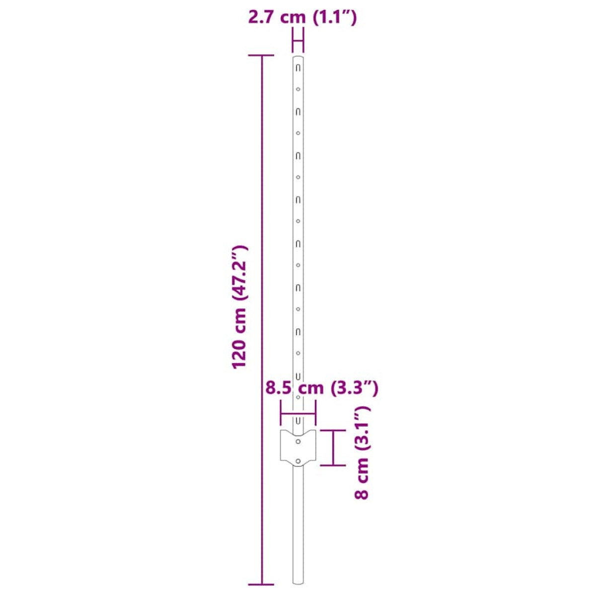 vidaXL Ενσωματωμένος Πόλος Φράχτη 5 τεμ. Ασημί 120 cm