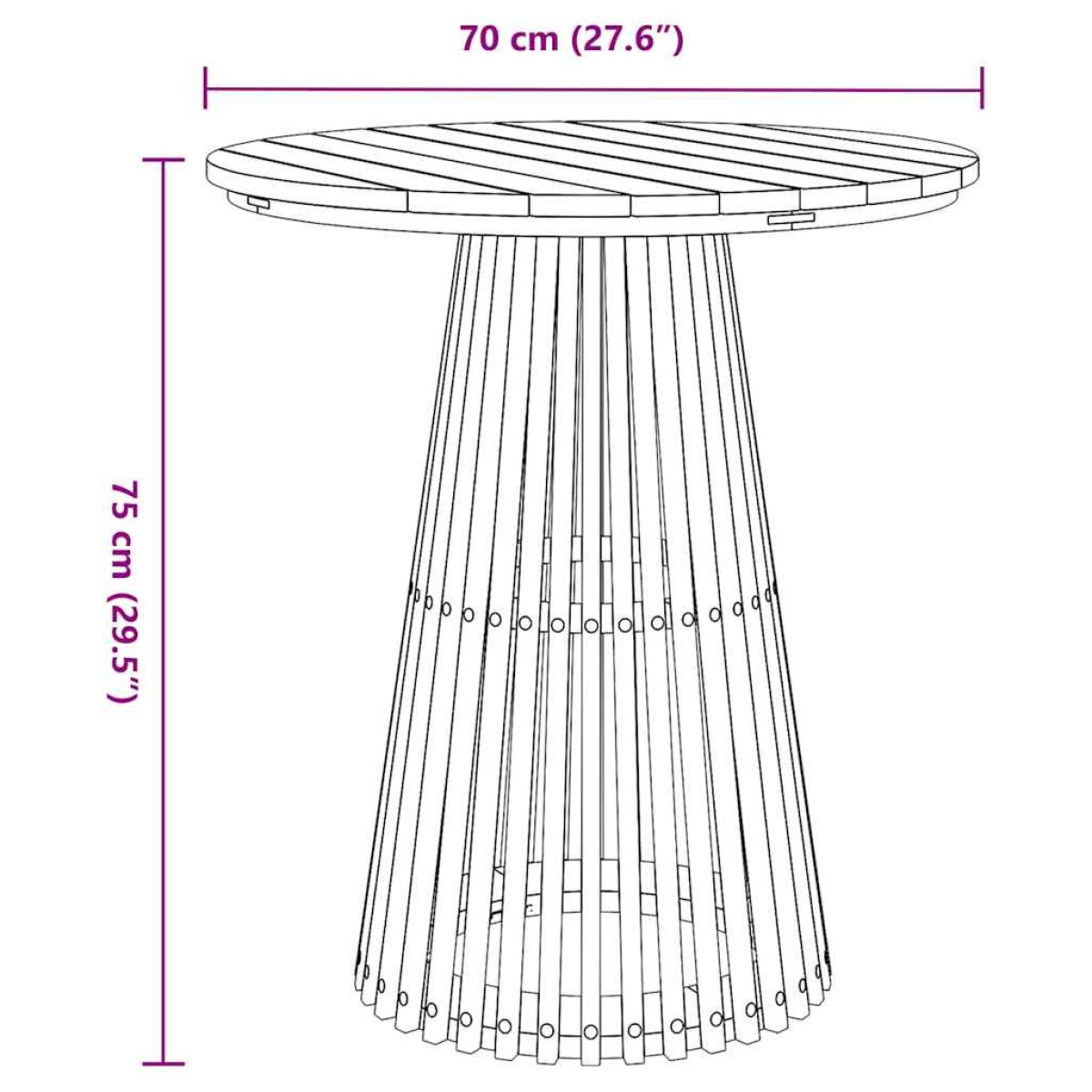 vidaXL Τραπεζάκι Πλευράς Καφέ 70 x 70 x 75 cm Στερεό Ξύλο Τίκ