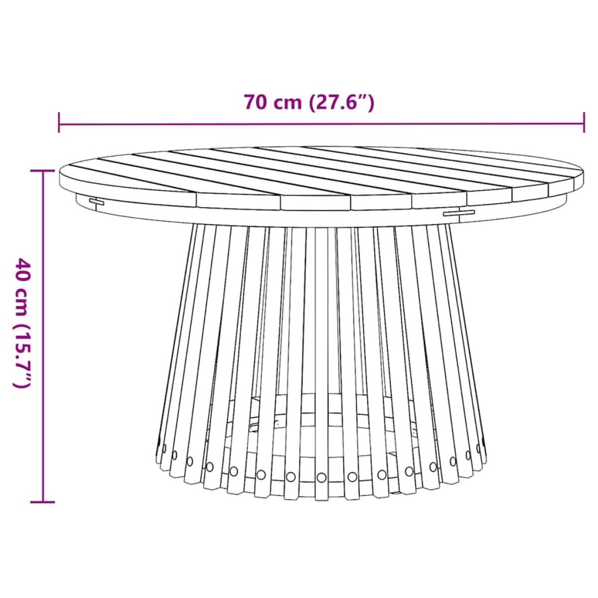 vidaXL Τραπεζάκι Πλευράς Καφέ 70 x 70 x 40 εκ Στερεό Ξύλο Τίκ