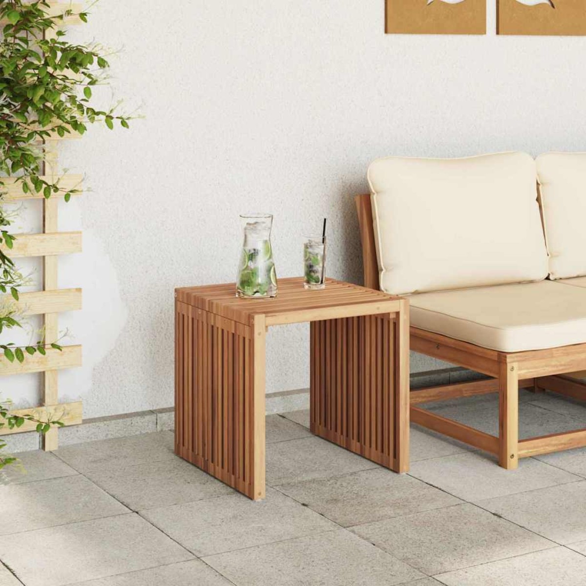 vidaXL Πλευρικό Τραπέζι Κήπου Καφέ 45 x 45,5 x 45,5 εκ Στερεό Ξύλο Τίκ